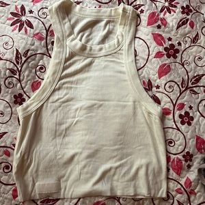 Medium White SET ACTIVE racer back cropped tank